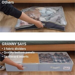 New Under Bed Clothing Storage Bins 2 Pack Sturdy Bottom With Clear Top